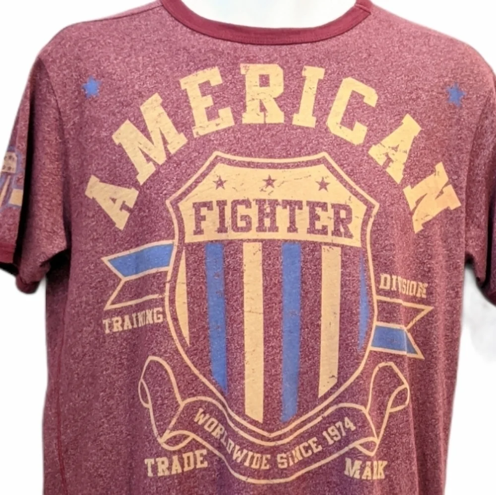 Afflliction 𝅺American Fighter burgundy t shirt small - Picture 2 of 7